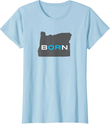 Vista 18 de Nacido en Oregon Camisa – Estado Mapa Born Idea de regalo, Negro