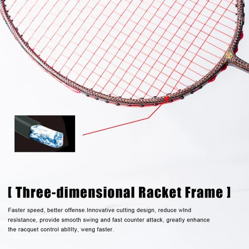 Vista 6 de K1 Professional 3U G5 1K - Raqueta de bádminton de textura tejida roja con caja de regalo, raqueta de bádminton para deportes al aire libre, incluye