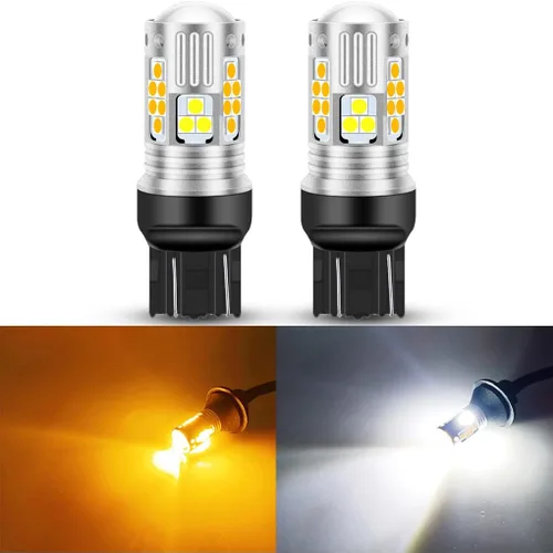 Vista 9 de Bombillas LED de señal de giro superbrillantes de 9-16 V 3157 3156 3057 4157 con lente de proyector para luces intermitentes, luces traseras