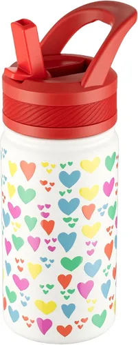 Vista 17 de Fanhaw Botella de agua aislada para niños de 14 onzas con tapa de pajita – Acero inoxidable de doble pared al vacío, a prueba de fugas, botellas