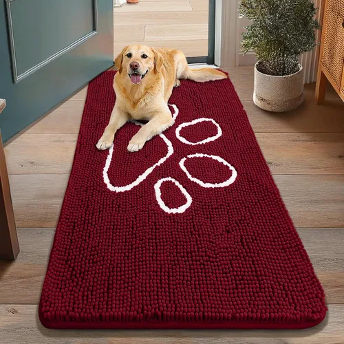 Vista 251 de Smiry Tapete para puerta de perro para patas fangosas, absorbente y Gris y negro