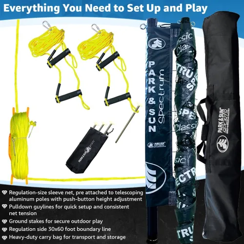 Vista 27 de Park & Sun Sports Spectrum Classic: Sistema de red de voleibol profesional ajustable para exteriores Negro