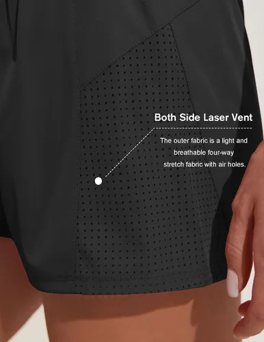 Vista 4 de Pinspark Pantalones cortos de gimnasio de cintura alta de secado rápido con bolsillo para mujer