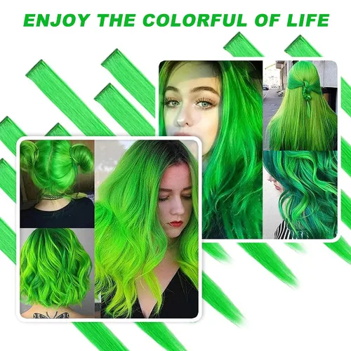 Vista 2 de 12 extensiones de cabello de colores, extensiones de cabello sintético con clip para fiesta multicolor de SOYZMYX de 22 pulgadas, accesorios