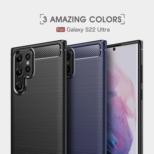 Vista 9 de Funda para Samsung Galaxy S22 Ultra - Textura de fibra de carbono, antiarañazos, absorción de golpes (negro)