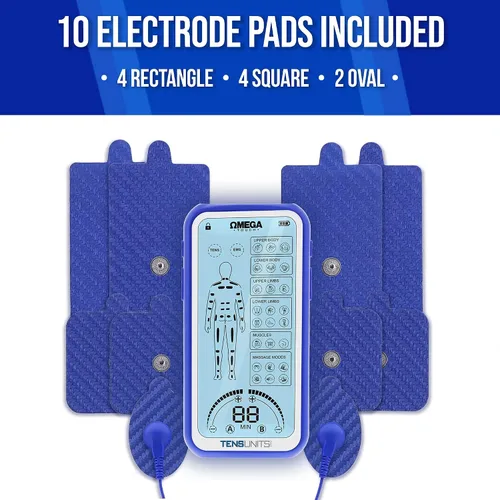 Vista 4 de Unidad Táctil Omega TENS - Unidad de estimulador muscular con pantalla táctil, 24 modos para aliviar el dolor y los músculos, masajeador de pulso