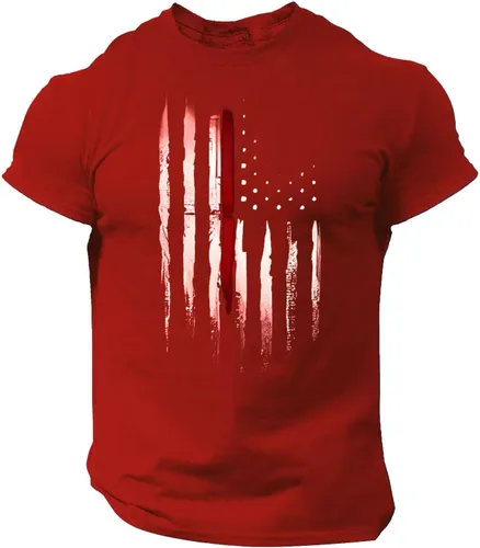 Vista 10 de Camisetas de verano para hombre, estilo casual, ajustado, manga corta, de algodón, patriótica, de Estados Unidos, con bandera americana, camiseta