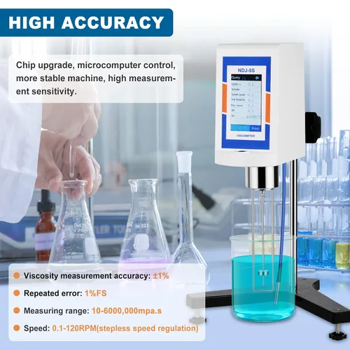 Vista 6 de Viscómetro rotatorio digital 10-6,000,000mPa.s Medidor de viscosidad de pantalla táctil ±1% Viscosímetros de laboratorio de precisión con salida