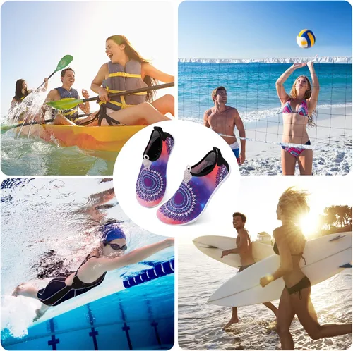 Vista 7 de Fires Zapatos de agua para mujeres y hombres, de secado rápido, calcetines de agua descalzos, transpirables, para senderismo, natación, playa, surf