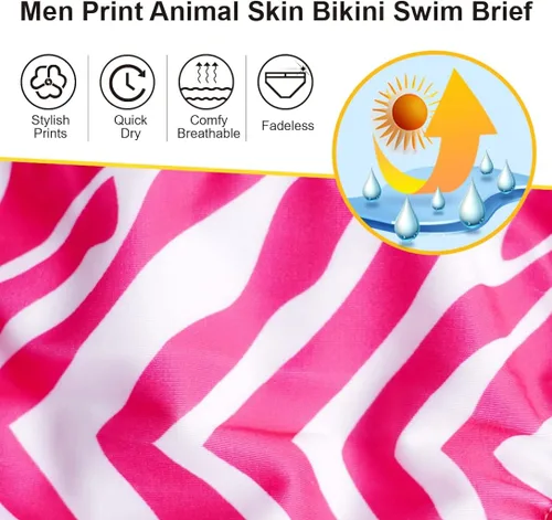 Vista 5 de FIROTTII Hombres Imprimir Animal Skin Bikini Swim Brief Hombres Traje de baño Traje de baño Sexy para Hombres
