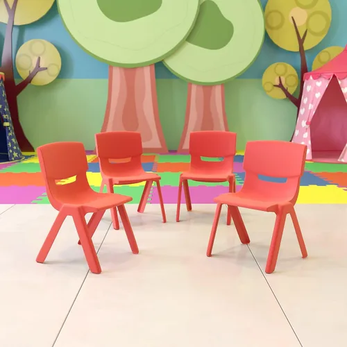Vista 27 de Flash Furniture - Silla escolar apilable de plástico azul con altura de asiento de 10 1/2 pulgadas Construcción duradera, uso comercial