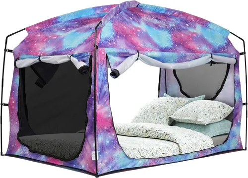 Vista 11 de Bed Tent,Portable Privacy Sleeping Bed Canopy,Blackout 90% Drapes for Kids and Adult,Indoor Space Tent with Breathable Large Mesh Windows