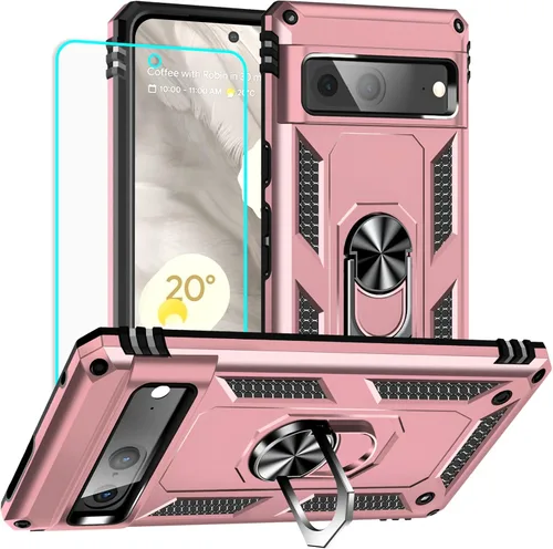 Vista 15 de Yiakeng Funda para Google Pixel 7: con protector de pantalla, fundas protectoras de grado militar con soporte de anillo de dedo para Pixel 7