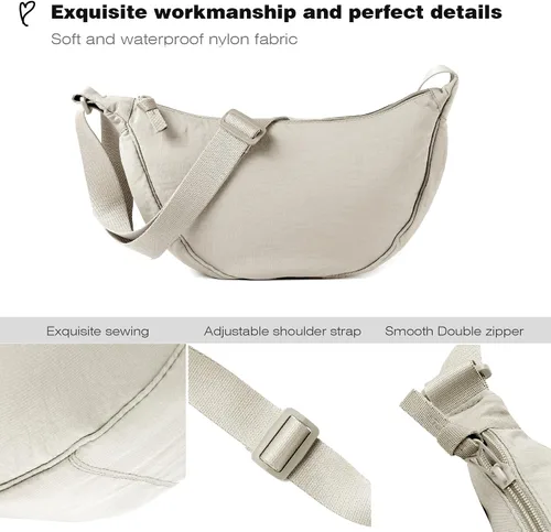 Vista 7 de Bolso cruzado de nailon Crescent para mujeres y hombres, riñonera, bolsa cruzada de bola de masa ligera, bolsa de viaje