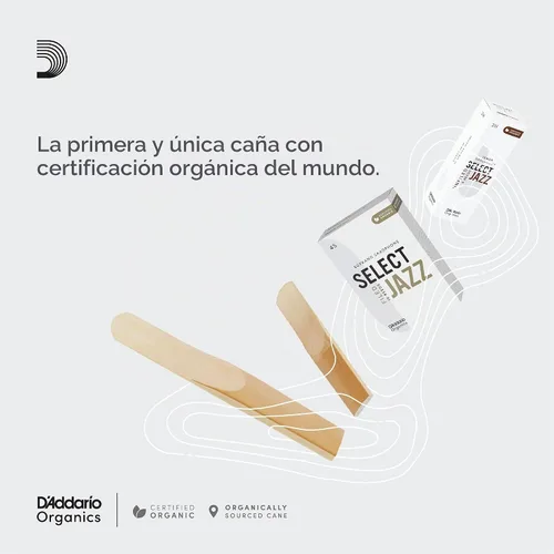Vista 3 de D'Addario Organic Select Jazz Unfiled - Cañas de saxofón alto, selladas individualmente, 2 medianas, paquete de 3