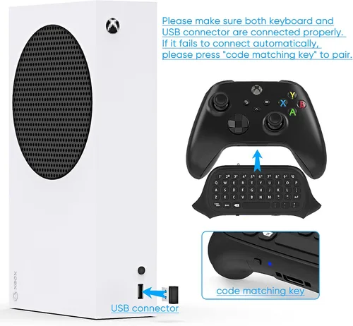 Vista 5 de Teclado para Xbox Series XS Controller para Xbox OneSController Gamepad 24Ghz Mini QWERTY Teclado Gaming Chatpad con conector de audioauriculares