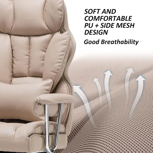 Vista 6 de Efomao - Silla ejecutiva de escritorio para oficina, con reposapiés, soporte lumbar y capacidad de carga hasta 400 libras, silla de computadora