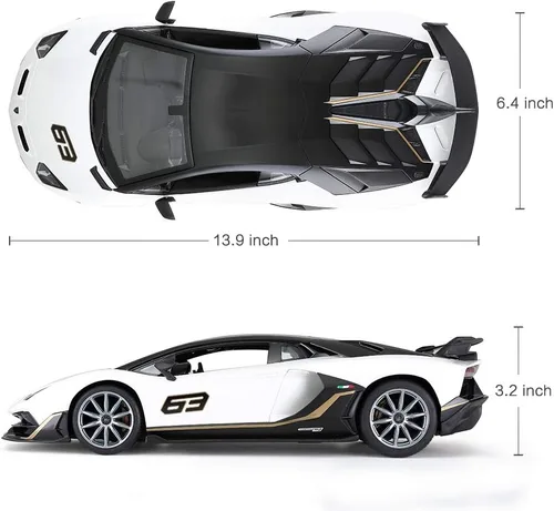 Vista 3 de RASTAR Coche de juguete Lamborghini 1:14 Lamborghini Aventador SVJ, modelo de control remoto, súper coche deportivo RC para carreras, para niños
