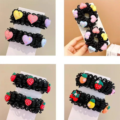 Vista 2 de 3 pares de moños en forma de dona para cabello grueso de niñas: moños de ballet y accesorios para pelucas
