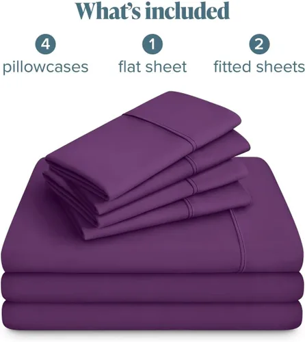 Vista 190 de Bare Home Sheet Set 1800 Ultra-Soft with 2 Pillowcases (Twin XL, Dark Blue)