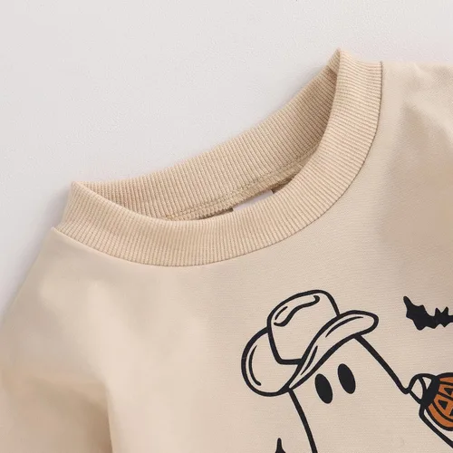 Vista 125 de Adobabirl Traje de Halloween para bebé, sudadera de fantasma, calabaza, mameluco, suéter de gran tamaño, lindo para otoño e invierno