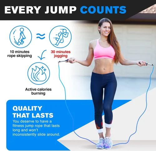 Vista 3 de Cuerda de boxeo Freestyle de DYNAPRO con asas largas para un mejor control, ajustable a cualquier altura, estilo libre, doble bajo, crossovers, HIIT