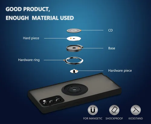 Vista 3 de Está especialmente diseñado para Samsung Galaxy Note 20 anticaídas, antihuellas, soporte de anillo giratorio de 360° integrado sólido y duradero
