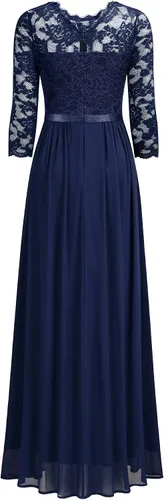 Vista 7 de Miusol Vestido largo formal de dama de honor con encaje floral y manga 34 para mujer