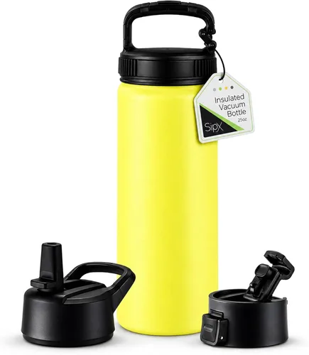 Vista 28 de SIPX™ Botella de Agua Aislada de 18 oz con 3 Tapas – Acero Inoxidable a Prueba de Fugas, Triple Aislamiento – Frío 24 Horas/Caliente 12 Horas – Negro