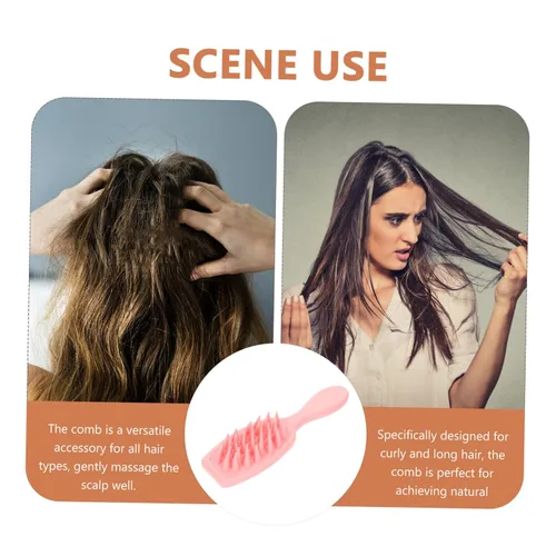 Vista 2 de Cepillo de silicona para lavar el cabello con asa, peine para caspa, cepillo para champú para el cabello, cepillo exfoliante para limpieza