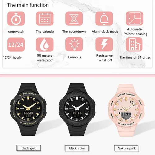 Vista 6 de findtime Relojes analógicos digitales deportivos impermeables reloj de doble pantalla LED retroiluminación LED reloj de pulsera luminoso