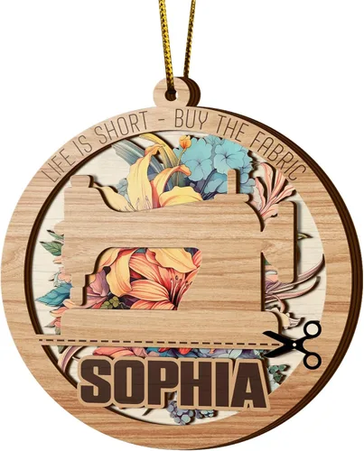 Vista 12 de V VIBEPY Adornos de costura personalizados impresos en todas partes, adornos de Navidad de costura, adornos de edredón, adornos de 3.5 pulgadas, 3