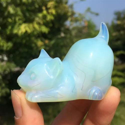 Vista 12 de Figura de gato de obsidiana negra de 2.2 pulgadas, diseño de gato negro, decoración del hogar, piedra natural, estatua de animal, cristales
