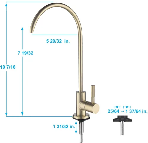 Vista 4 de Grifo de agua potable, grifo de bebidas de cocina en acero inoxidable 304, grifo de filtro de agua pura sin espacio de aire para fregadero, apto