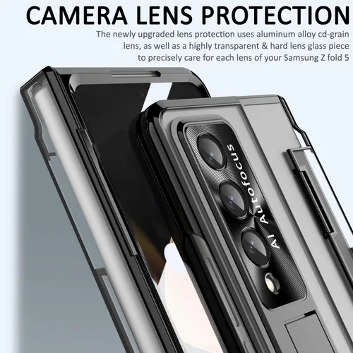 Vista 3 de Miimall Funda compatible con Samsung Galaxy Z Fold 5 con protección mejorada de bisagra, película de lente de cámara, protector de pantalla frontal