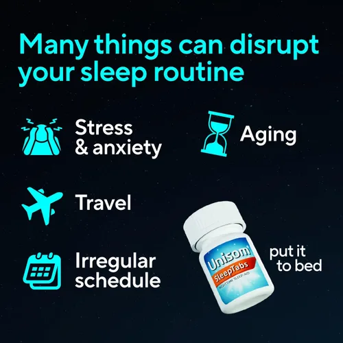Vista 5 de Unisom SleepTabs, Ayuda nocturna para dormir, succinato de doxilamina, 48 tabletas
