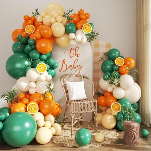 Vista 12 de Kit de arco de globos verde salvia azul pastel, 124 piezas de globos macarón amarillo blanco verde para decoraciones de cumpleaños de ganso, género