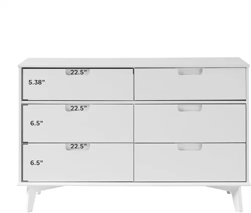 Vista 3 de Walker Edison Sloane - Cómoda de madera maciza con mango ranurado de 6 cajones, 52 pulgadas, color blanco