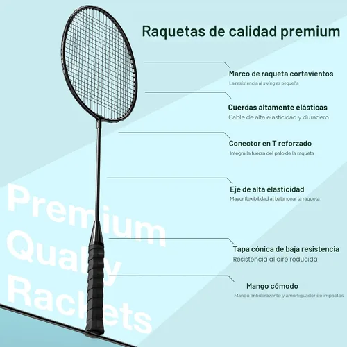 Vista 5 de AboveGenius Badminton Rackets Set, Lightweight & Durable Badminton Set (Includes 6/12 Racquets, 6/12 Birdies), Outdoor Backyard & School Games for