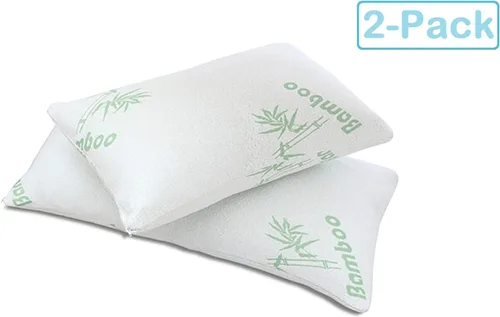 Vista 2 de All American Collection Soft Home Bedroom Premium Hotel Quality 2 piezas almohada de espuma viscoelástica triturada para dormir (King, blanco)