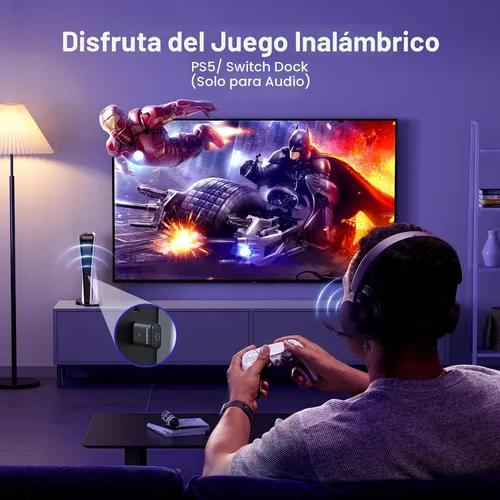 Vista 2 de UGREEN Adaptador Bluetooth USB-C para PS5, Adaptador de Audio Bluetooth 5.3 con APTX Baja Latencia y aptX-Adaptive, Transmisor de Audio Inalámbrico
