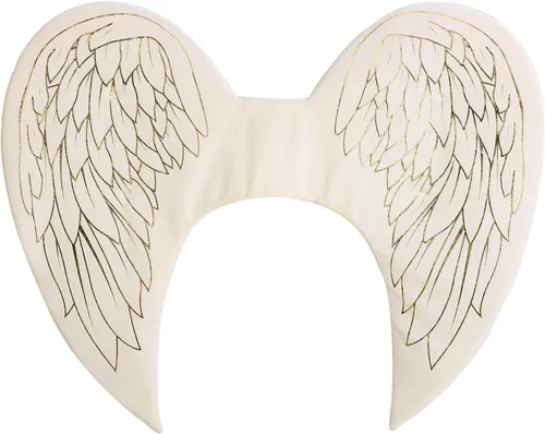 Vista 4 de Fun Costumes - Alas de ángel para adulto impresión dorada Estándar Blanco