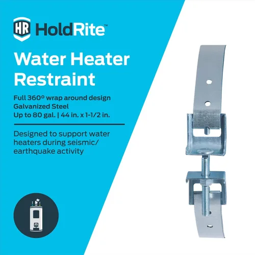 Vista 2 de HoldRite Restricción del calentador de agua de 360 grados para calentador de agua de 80 galones, acero galvanizado, HR-80-360, aluminio