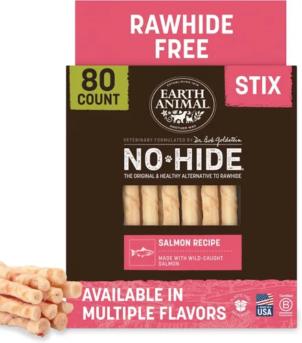 Vista 11 de Earth Animal No Hide Stix - Palitos masticables sin cuero de larga duración para perros pequeños, sabor a carne de res - Paquete de valor de 20