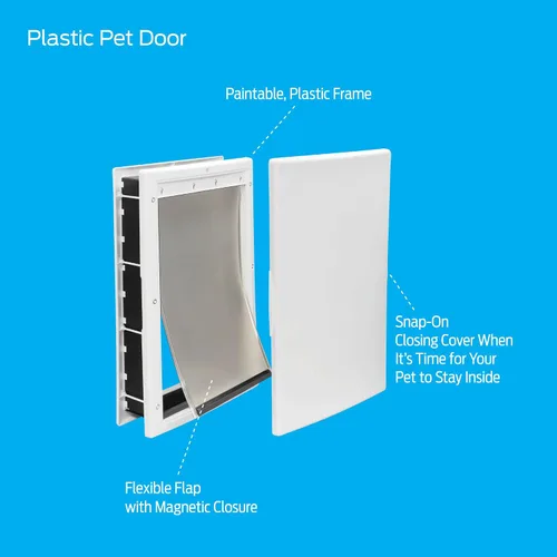 Vista 4 de Premier Pet Puerta de plástico para mascotas, proporciona acceso independiente, marco de plástico duradero con cierre magnético, diseño