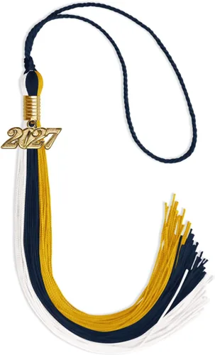 Vista 122 de Endea - Borla de graduación de triple color con gota de fecha dorada (negro/dorado/granate, 2020)
