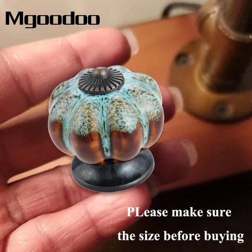 Vista 5 de Pomos de calabaza de 1.57 pulgadas, pomos de cerámica para armario, cajón, tiradores de cajones antiguos, pomos decorativos para armario, puerta