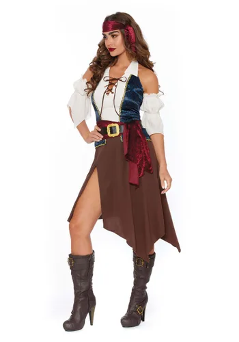 Vista 3 de Disfraz de Pirata Pícara para Mujer Multicolor