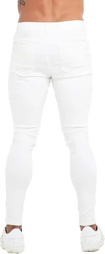 Vista 7 de Gingtto jeans entallados elásticos para hombre, de corte ajustado, rasgados, gastados