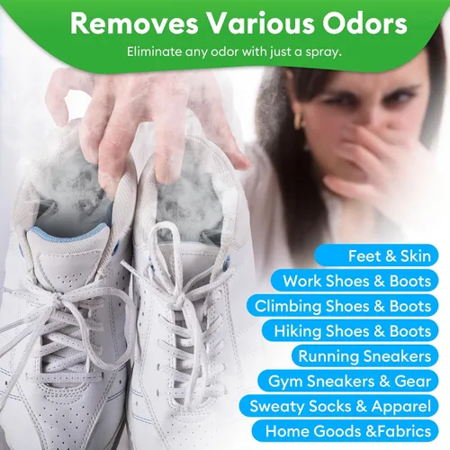 Vista 3 de Spray desodorante para pies y zapatos, eliminador instantáneo de olores de 5 onzas líquidas para zapatos y pies malolientes, frescura duradera